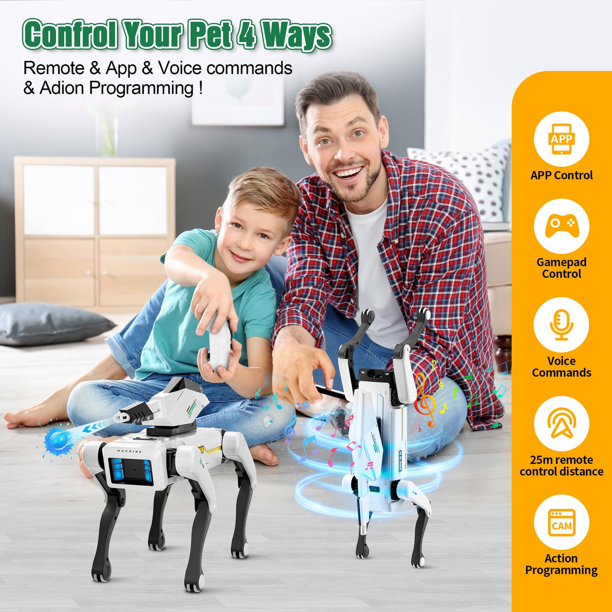 Dingdongwu Shoot Robot Dog - Interactive STEM Pet with Voice Control, 30+ Actions & APP Programming, Durable Design for Kids Age 6+ (Compatible with iOS/Android)