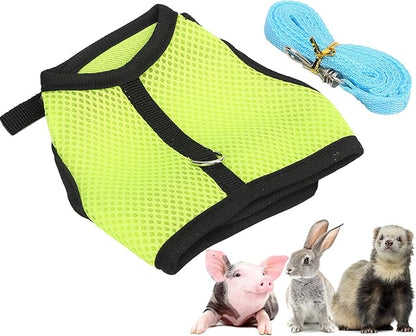 Small Dog Harness, Mesh Cloth Puppy Harness for Rabbits for Small Pets for Guinea Pigs(L, Green)