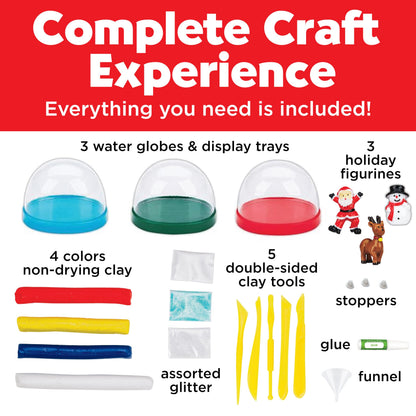 Creativity for Kids Make Your Own Holiday Snow Globes Kit | Sculpt, Decorate & Shake 3 Festive Winter Scenes | DIY Christmas Crafts for Kids to Build Creativity & Fine Motor Skills (Ages 6+)