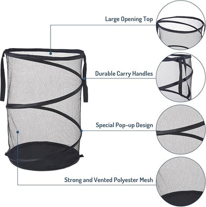 Seiritex 2Pcs Mesh Popup Laundry Hamper 115L Extra Large Collapsible Laundry