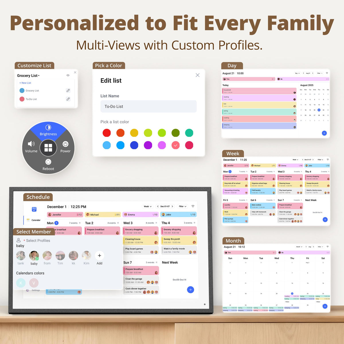 Digital Wall Calendar 15.6 Inch – Interactive Touch Screen Electronic Calendar & Smart Family Hub with Cross-Device Sync, Schedules Reminders, Chore Chart, Rewards & Photo Display