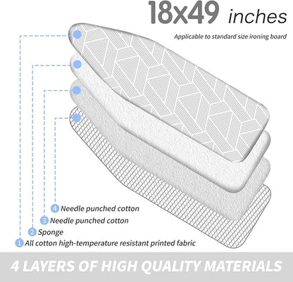 BNDX Eco-Friendly Ironing Board Cover and Pad 18" x 49" – Heat-Resistant