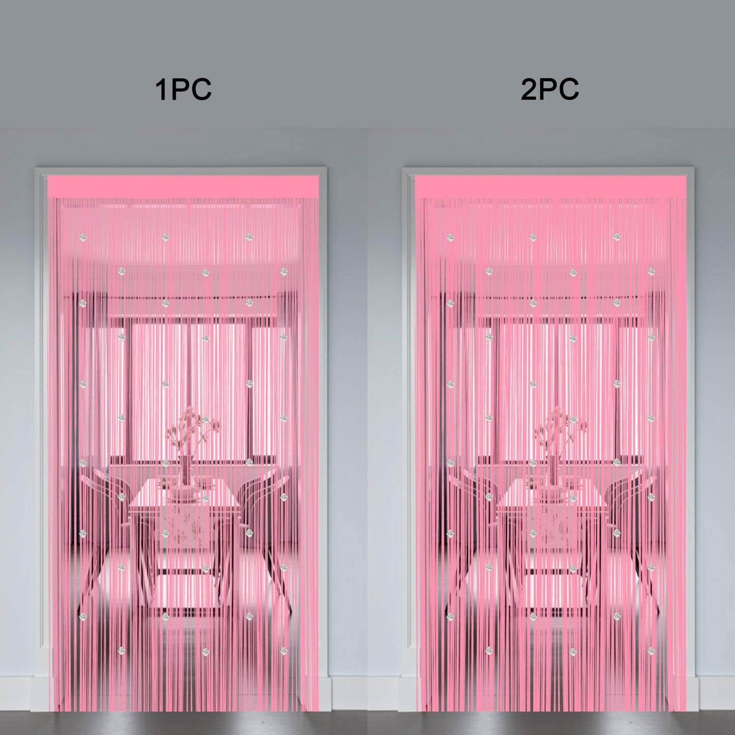 Beaded String Curtains for Doorways Boho Bedroom Decor Hanging Door Wall Beads Closet Window Curtain Room Divider Privacy Decorative (Pink, 39" W x 79" L)