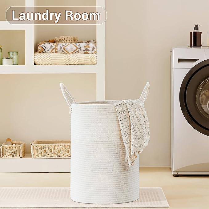 Tall Laundry Basket with Handles, 72L Portable Dirty Clothes Hamper, Boho