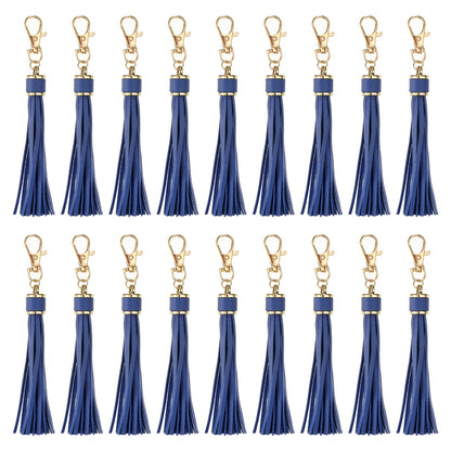 uxcell 18pcs PU Leather Tassels, 5.9 Inch Keychain Tassel Charm with Lobster Swivel for Jewelry Making, Handbag, DIY Crafts, (Navy)