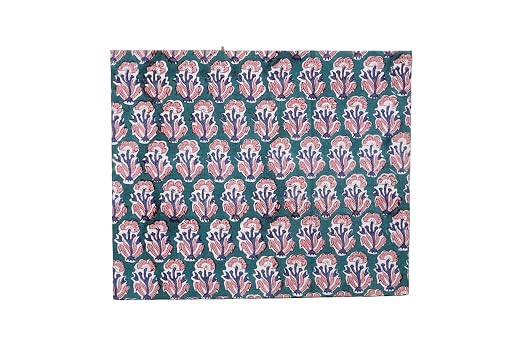 3.3 Gallon Cotton Hand Block Printed Paper Waste Basket |Small Decorative Trash Can for Housewarming Gifts in Living Room, Bedroom, Bathroom | Eco-Friendly, Plastic-Free (1, Green Blue RED Tree)