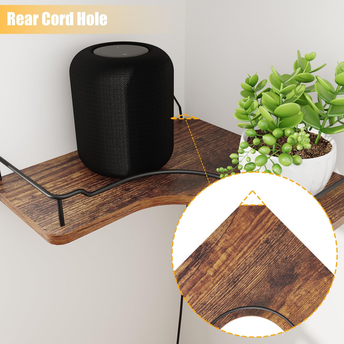 FNBAR L-Shaped Corner Floating Shelves Set of 3,Rustic Wood Wall Mounted Storage Shelves,Display Shelf for Bathroom, Kitchen,Bedroom, Living Room, Office (Brown)