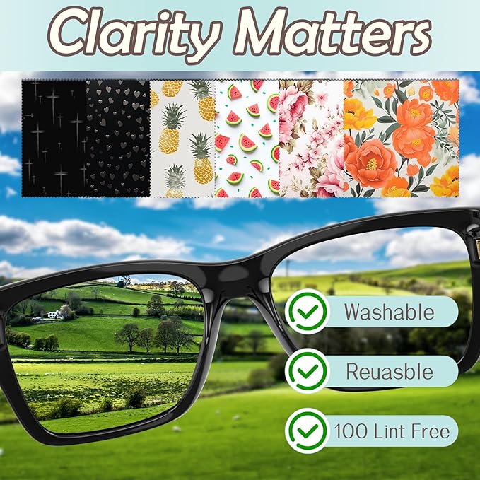 6 PCS Glasses Cleaning Cloth Eyeglass Lens Microfiber Cleaning Cloth Reusable