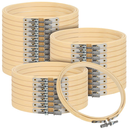 SENJEOK 30PCS 6 Inch Embroidery Hoops, Cross Stitch Circle, Bamboo Embroidery Rings Needlework Supplies for DIY, Craft