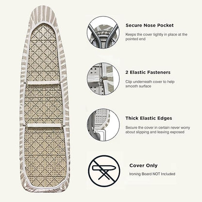 Ironing Board Cover and Pad 18"x54" Extra Thick Natural Cotton, Scorch and