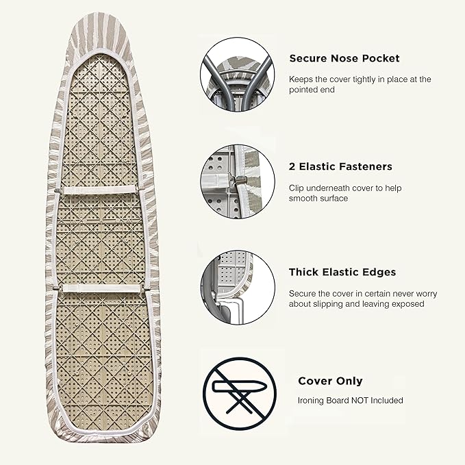 Ironing Board Cover and Pad 15"x54" Extra Thick Natural Cotton, Scorch and