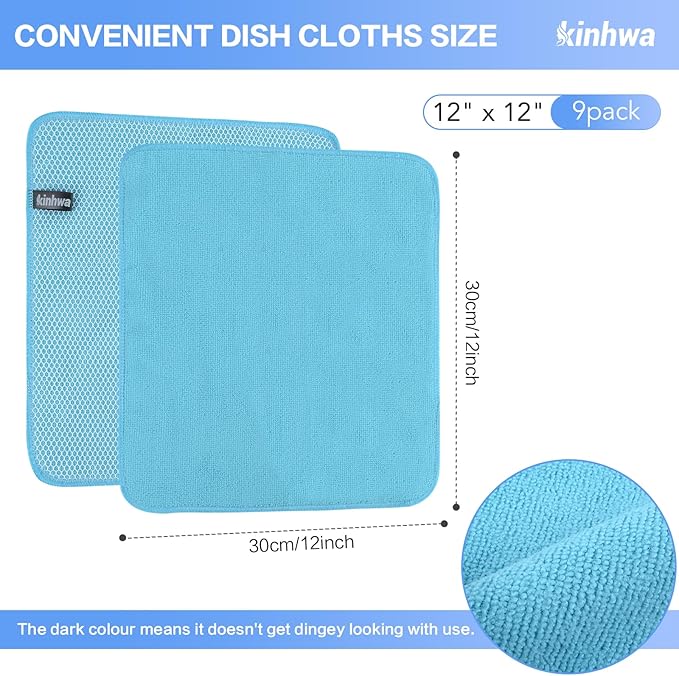 KinHwa Kitchen Washcloths for Dishes Absorbent Microfiber Dish Cloths Quick Dry