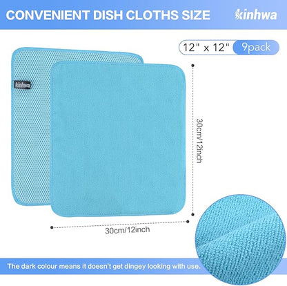 KinHwa Kitchen Washcloths for Dishes Absorbent Microfiber Dish Cloths Quick Dry