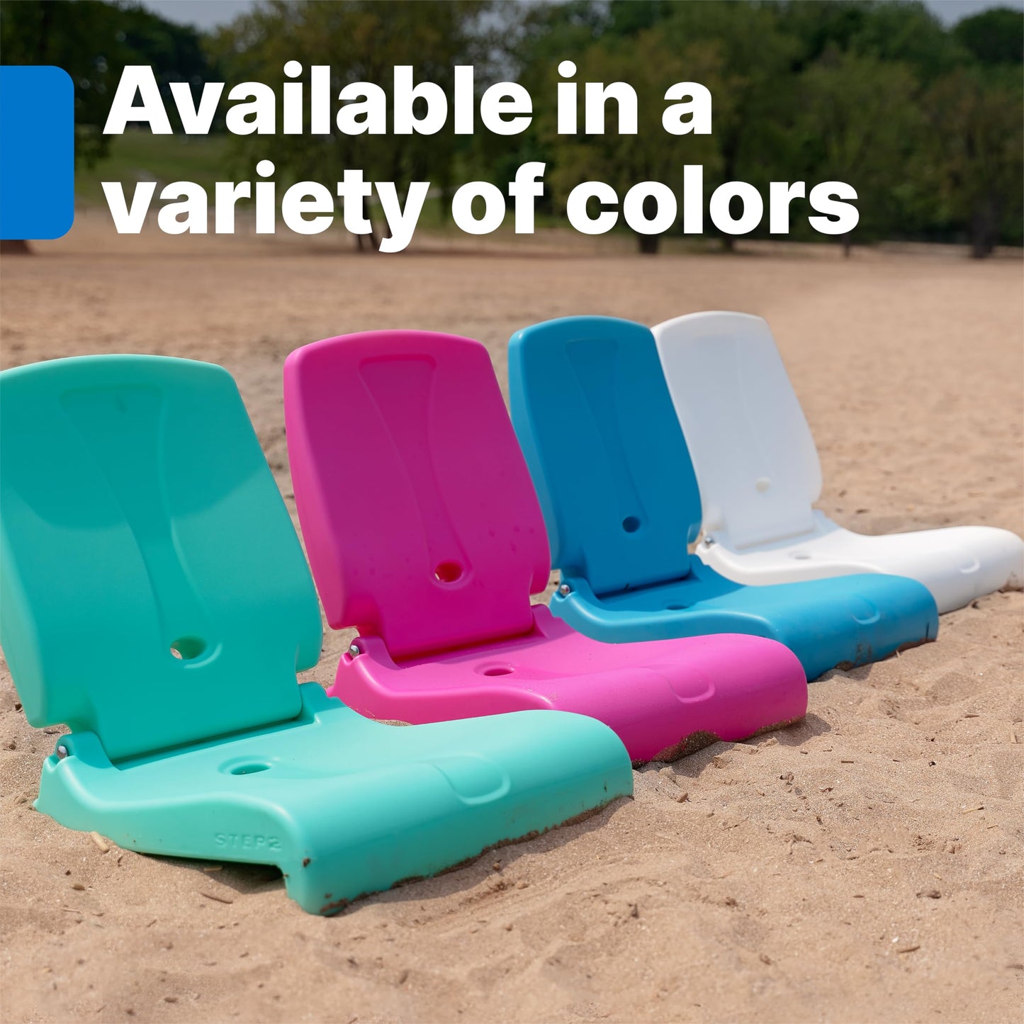 Step2 Foldable Adult Flip Seat, Portable Outdoor Chair for Poolside, Tailgating, Camping, Picnic Chair, Provides Back Support When Sitting on Ground, White