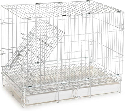 White Durable Metal Easy Foldable Travel Vet Carrier Perch Stand Metal Cage Prevent Your Parrot Bird Prevent Beaks Out Stainless Feeder Cups Natural Wooden Perch Stand