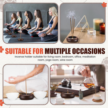 Honeydak 6 Pcs Incense Holder for Stick Wooden Round Incense Burner Stick Holder Bowl Ash Catcher Aromatherapy Ornament for Home Decor, Meditation, Yoga