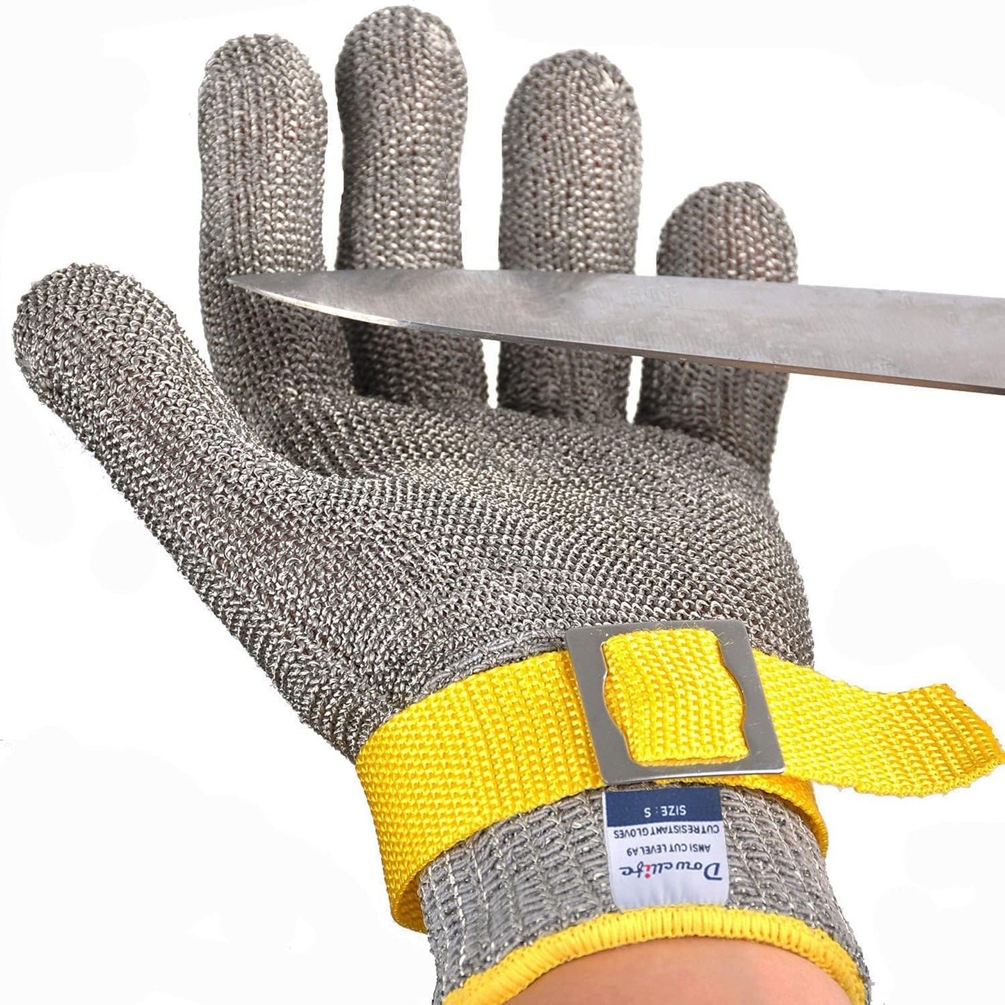 Dowellife ANSI A9 Cut Resistant Glove Food Grade, Stainless Steel Mesh Metal Knife Cutting Glove for Butcher Oyster Shucking Kitchen Mandoline Chef Slicing Fish Fillet (Medium)