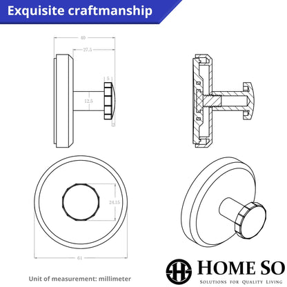 HOME SO Suction Cup Hooks for Shower, Bathroom, Kitchen, Glass Door, Mirror, Tile – Loofah, Towel, Coat, Bath Robe Hook Holder for Hanging up to 15 lbs – Waterproof, Matte Brushed Satin Gold (2-Pack)