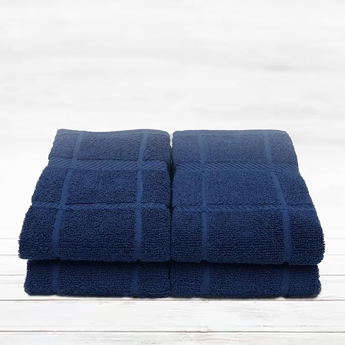 100% Cotton Terry Dish Towels for Kitchen, 4 Pack Plain, 16 x26 Inches