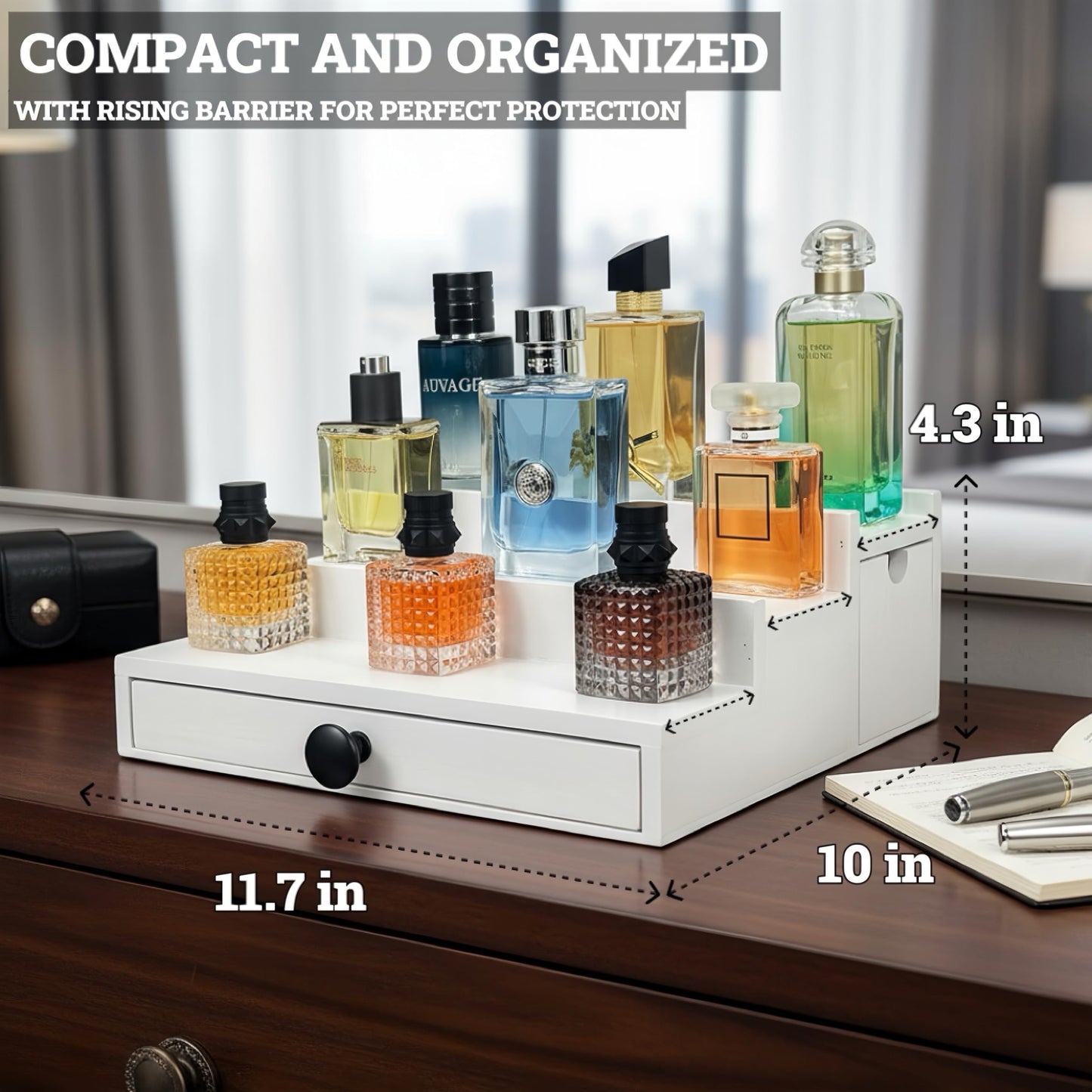 SeLuM Cologne watch organizer and white cologne organizer for men