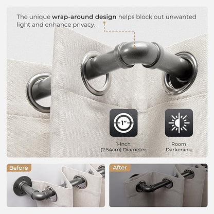 Zeerobee Curtain Rods for Windows 144 to 168, 1 Inch Industrial Wrap Around Grey Curtain Rod, Indoor/Outdoor Room Divider Adjustable Drapery Pole, 144"-168"
