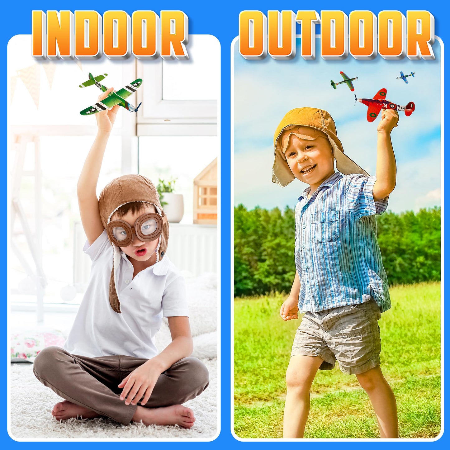 Bedwina Glider Planes Bulk (36-Pack) 8-Inch Bomber Airplane Gliders for Kids, Foam Paper Airplane Construction Kits for Kids Party Favors, Birthdays, Goodie Bag Stuffers and Outdoor Flying Toy