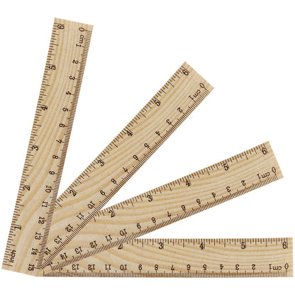 MUKLEI 144 Packs 6 Inch Wooden Rulers, 2 Scales Double Sided Pine Wood Student Ruler Measuring Rulers Straightedge for Home, School, Office, Craft Uses, 15 cm