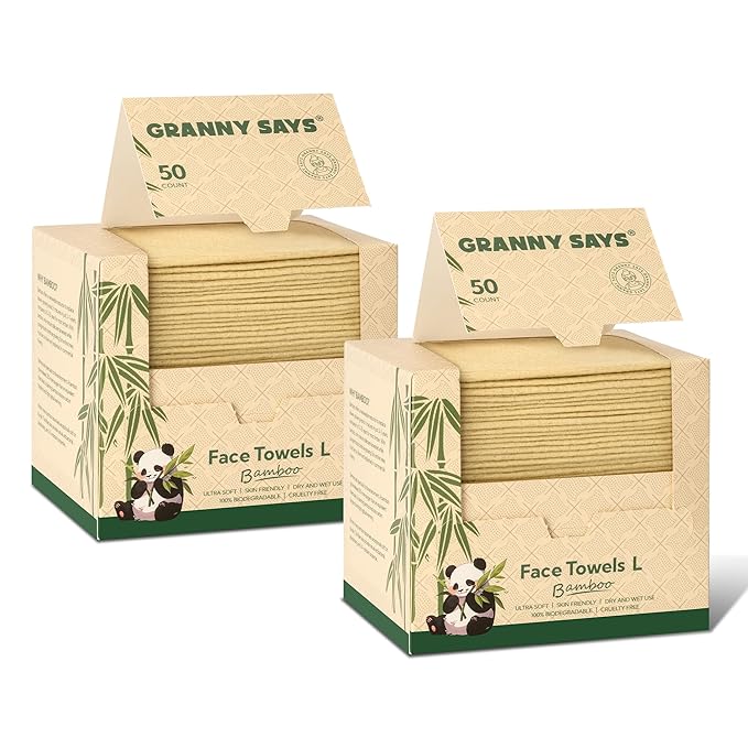 GRANNY SAYS Disposable Face Towels, Bamboo Viscose Face Towelettes Disposable