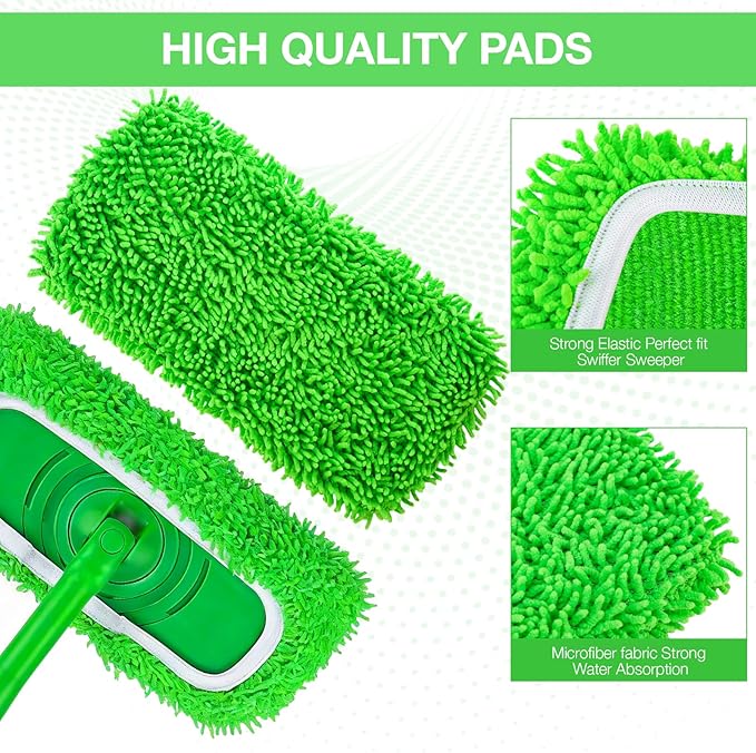Mop Pads for Swiffer Sweeper Reusable Mop Dry Wet Mop Pad Refills Microfiber