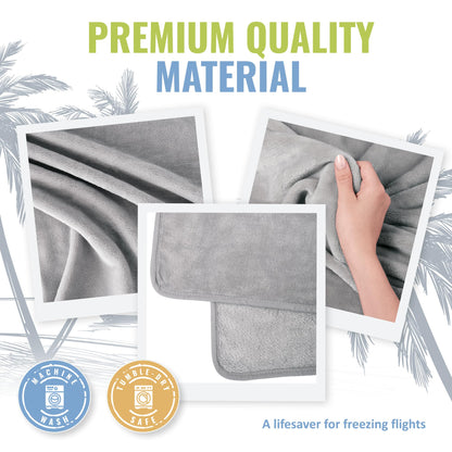 BOACAY Soft & Warm Travel Blanket for Airplane & Car - Long Flight Essential for Women, Men, Kids - Compact Pillow with Luggage Sleeve & Backpack Clip