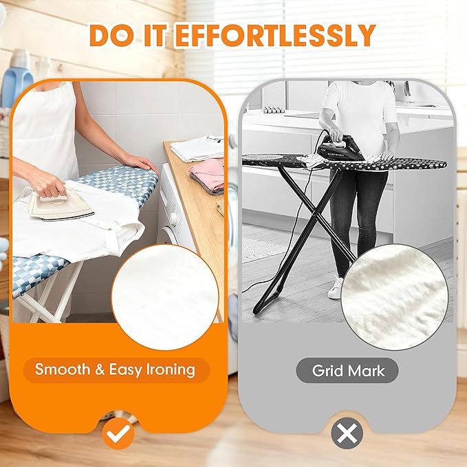 Ironing Board Cover and Pad, 18x49 Extra Wide Thick Iron Padding, Scorch &