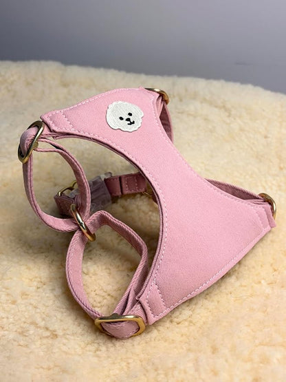 AetruffyPet 100% Cotton Dog Harness and Leash Set – Soft Breathable Vest for Small Dogs, Adjustable No-Choke Design, Lightweight Walking Set (XS/S/M) (Pink, S)