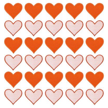 MECCANIXITY 60pcs Large Heart Shaped Iron on Patches 2.7x2.8 inch Embroidered Sew Patches Appliques Garment Embellishments for Clothing Repair Backpack, Orange
