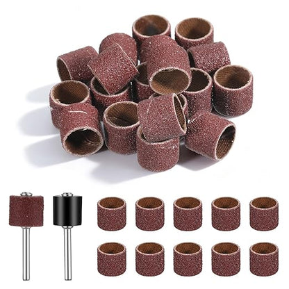 22Pcs Dog Nail Grinder, Sanding Bands and Drums Replacement Kit for Dogs and Cats, Safe Quiet Electric Nail File Grooming Supplies for Smooth Claw Care Polishing (1/2 Inch 120 Grit)