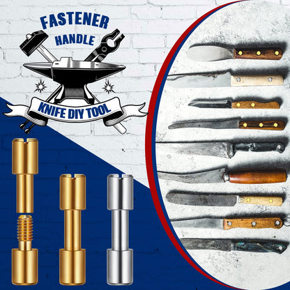 Charniol 20 Sets Brass Bracket Bolt Fasteners and Stainless Steel Bracket Bolt Fasteners Tactical Lock Rivets Knife Making Supplies Handle Pins Knife Screws for Handles, Head Diameter 6 mm