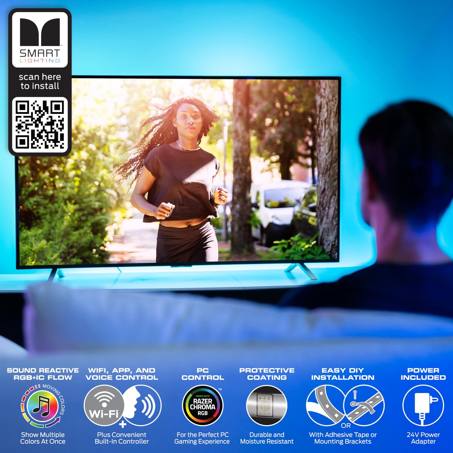Monster Smart RGB+IC LED Strip Lights 200ft – Sound Reactive Strip Lights for Bedroom, App & Voice Control, RGB Light Strip for Room, Alexa Google Home, Razer Chroma Sync - 1080 RGB+IC LED Lights