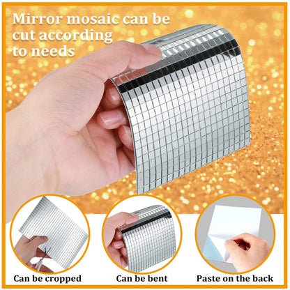 Self-Adhesive Disco Mirror Tiles Mosaic Tiles for DIY Craft Projects, 5 x 5 mm(Silver,7200 Pieces)
