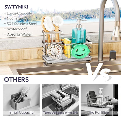 SWTYMIKI Kitchen Sink Caddy Organizer, Smiley Face Sponge Holder