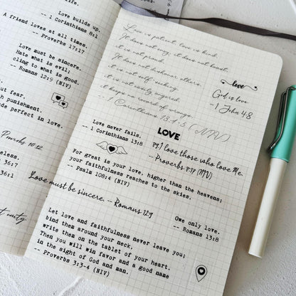 Esland Bible Verses Planner Stickers – 4 Sheets of Love Quotes, Retro Typewriter & Hand Lettering Styles, Inspirational Christian Stickers for Journaling, Scrapbooking, Bible Study, and Crafts