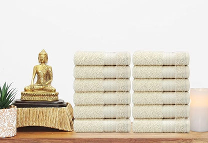 Cotton Craft Ultra Soft 12 Pack Wash Cloths 12x12 Ivory Weighs 2 Ounces Each