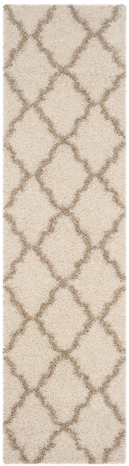SAFAVIEH Dallas Shag Collection 2'3" x 6' Ivory/Beige SGDS257B Trellis Non-Shedding Living Room Bedroom Dining Room Entryway Plush 1.5-inch Thick Runner Rug