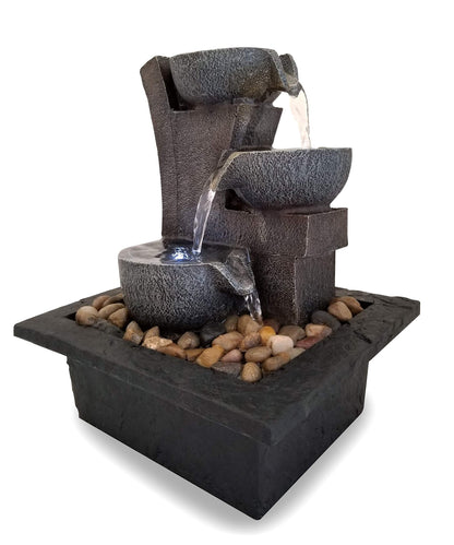 Danner Manufacturing, Inc., Aura Meditation Fountain with 3 Tiered LED Waterfall, Pack of 1, 03801