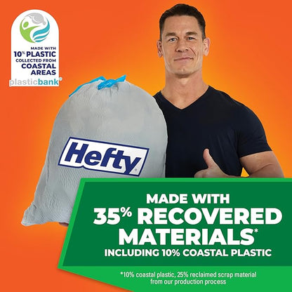 Hefty Ultra Strong 13 Gallon Trash Bags, Tall Kitchen Trash Bags Made