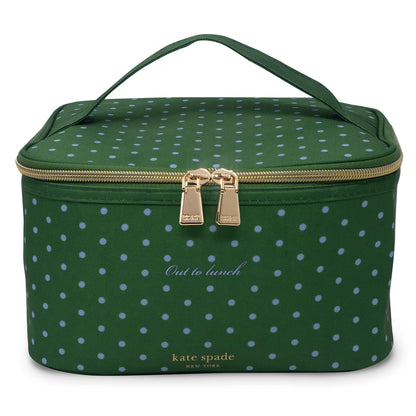 kate spade new york Insulated Lunch Tote, Small Lunch Cooler, Cute Lunch Bag for Women, Thermal Bag with Double Zipper Close and Carrying Handle (Lexington Dot)