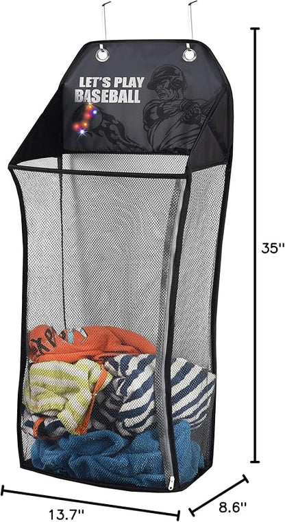 Store & Score Over The Door Hanging Kids Fun LED Baseball Light-Up Collapsible