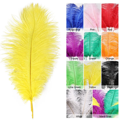 Bulk Yellow Ostrich Feathers - 12pcs 12-14inch Crafting Supplies for Centerpiece Table Decorations