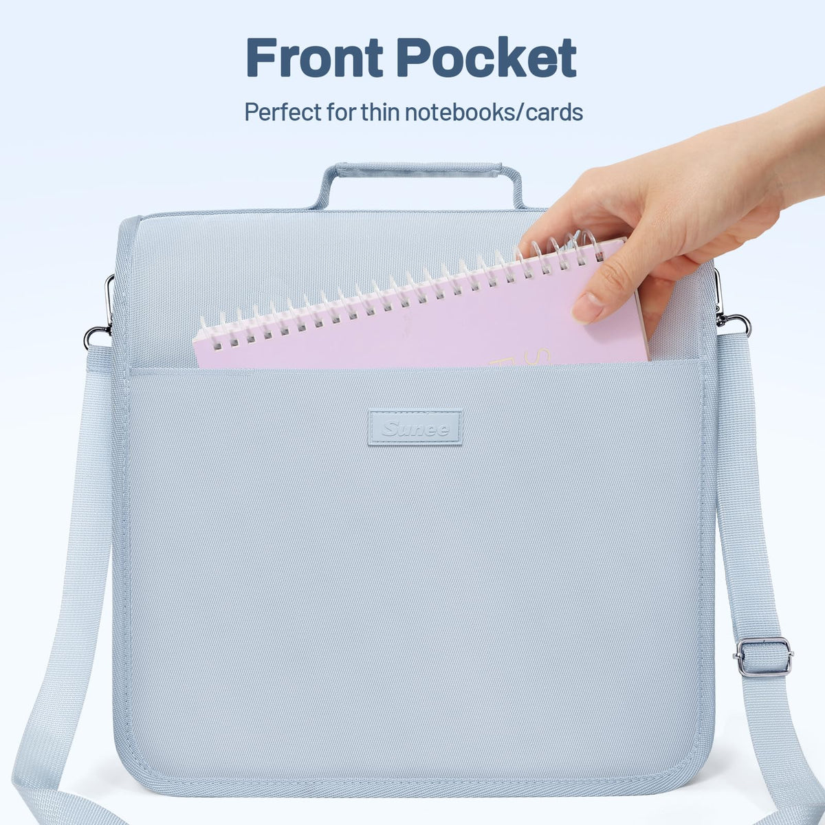 SUNEE Zipper Binder 3 Ring, 3 Inch O-Ring with Handle and Shoulder Strap, 600-Sheet Capacity, 5-Tab Expanding File Folder, Multi-Pockets for Middle School Organizer Binder with Zipper, Dusk Blue