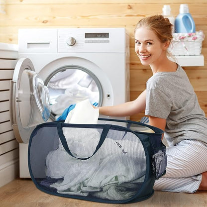 Durable Collapsible Laundry Baskets, Mesh Pop Up Laundry Hamper