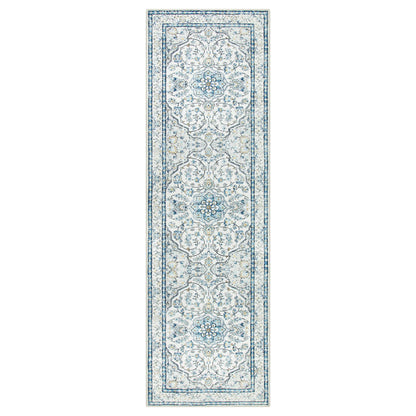 Lahome Oriental Washable Runner Rugs,2.5x8 Long Blue Bathroom Rugs Runner Non-Slip,Kitchen Runner Rugs Non Skid Washable,Traditional Low-Pile Wide Carpet Runner for Entryway Hallway Helena,8ft