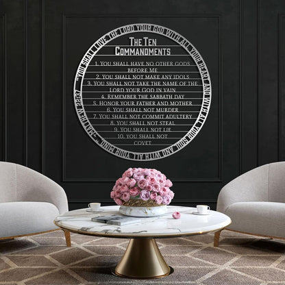 Christian Ten Commandments Metal Wall Art, 10 Commandments Bible Verse Metal Wall Art, Matthew 22:37 Scripture Wall Decor, You Shall Love The Lord Your God with All Your Heart (Gold, 24"x24"/60x60cm)